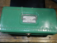 Vintage Liberty Metal Tackle Box ,1950’s, Teal/Green, with some