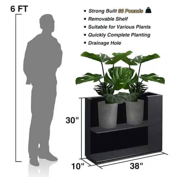 Long Box Metal Rectangular Planter in Black in Outdoor Décor in Markham / York Region - Image 5