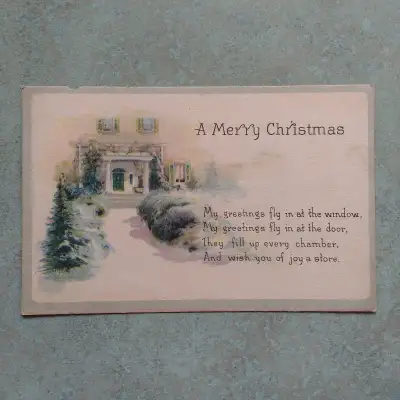 Antique Merry Christmas Greetings Postcard, View more