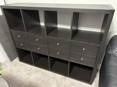 IKEA Black Kallax Shelf unit Book Shelf Storage Great condition with inserts drawers Width: 111.5 cm...