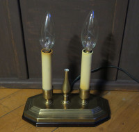 Vintage Art Deco Brass Candlestick Dining Room Table Lamp