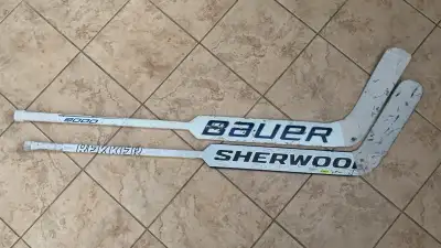 2 used junior goalie sticks. Price is for both. Both 21”. One is a Bauer 9000 foam core, doesn’t say...