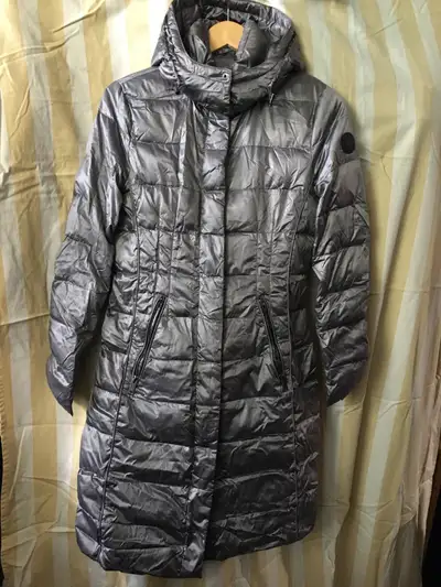 Hooded down coat, View more