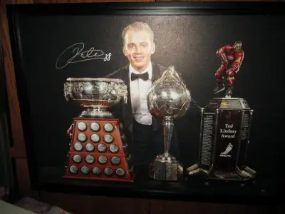 Patrick Kane Signed Framed MVP Trophies Canvas -  Frameworth., View more