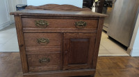 Antique oak chest with storage.