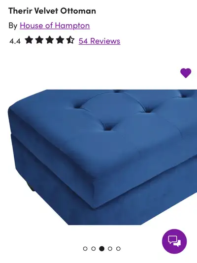 Gorgeous like new blue velvet ottoman!, View more
