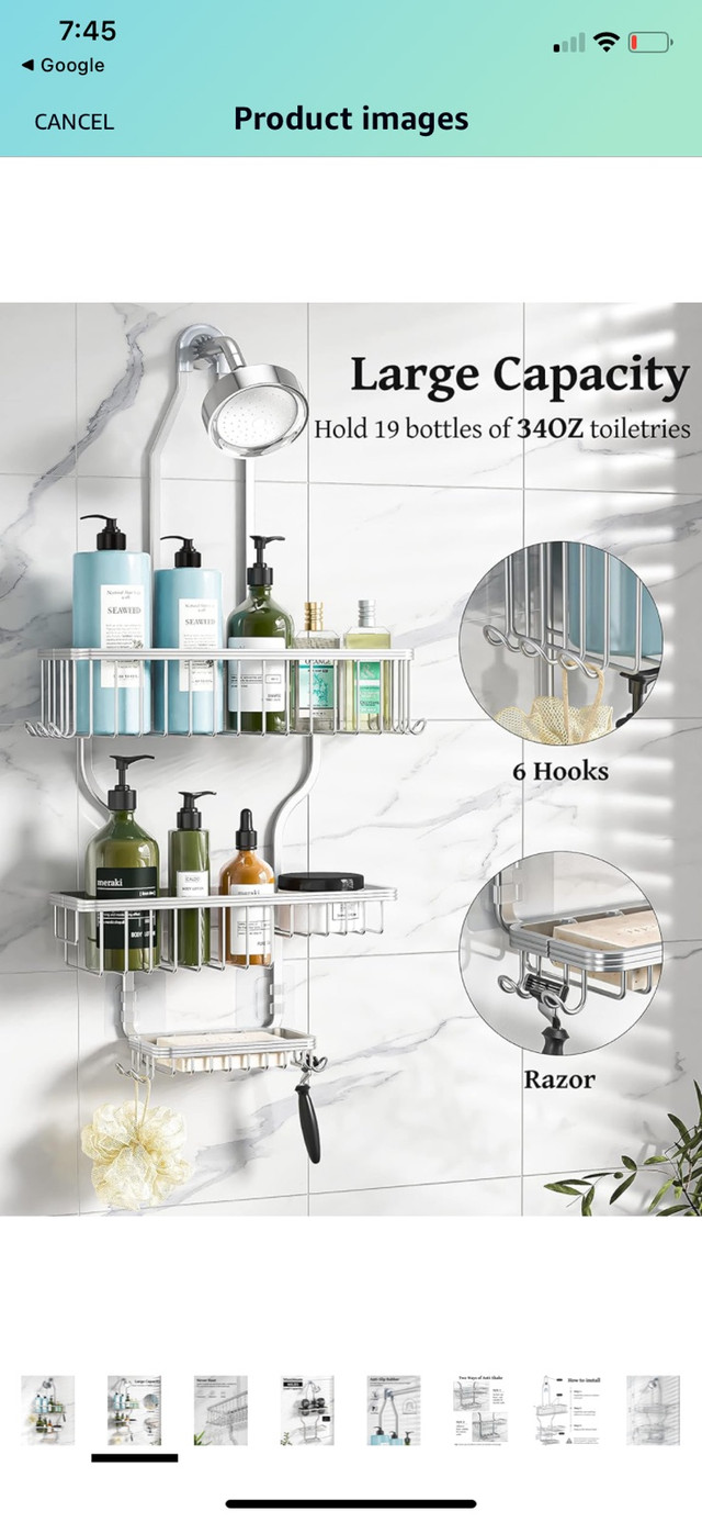 Brand new Hanging Shower Caddy Over Shower Head with 10 Hooks fo in Bathwares in London - Image 2