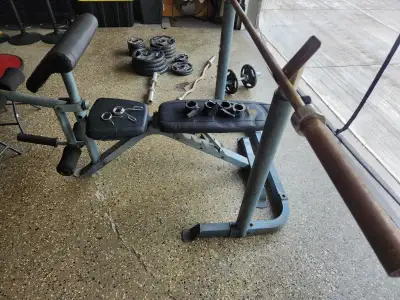 350lbs in weights. Plus bars and bench set, View more