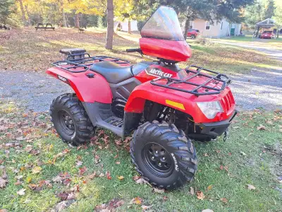 Core 500, winch, click n go plow, fairing, rear carrier, hand warmers. Needs clutch work.