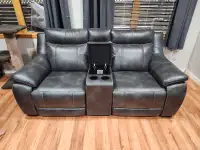 Dual Power Recliner Sofa with Center Console