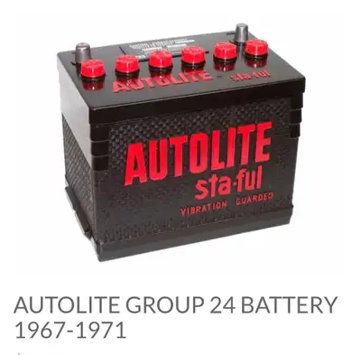 Group 24 battery for 1967 to 1971 FORD new battery it's never had acid in it