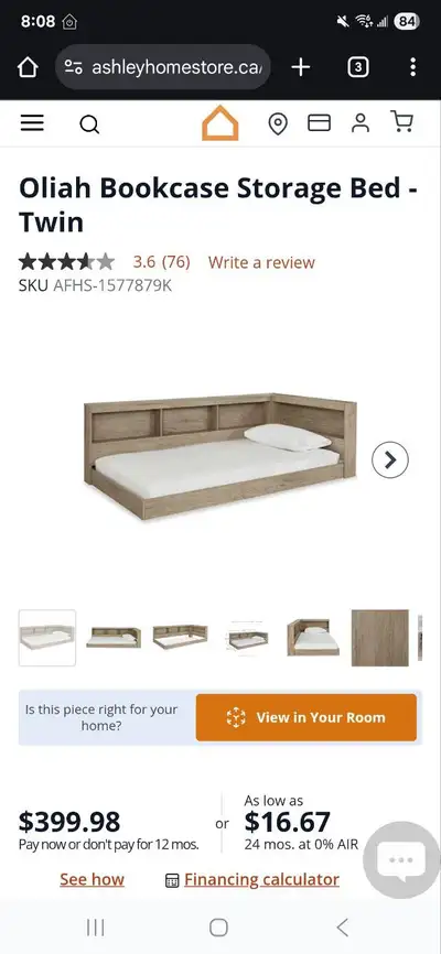 TWO TWIN BEDS WITH SHELF (NO MATTRESS). $275 FOR BOTH, View more