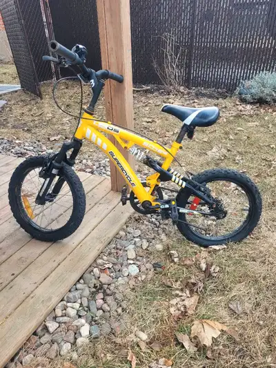 Kids mountain bike in good condition. Rims are 12 inches, and 16 inches with the tires. For ages 5-9...