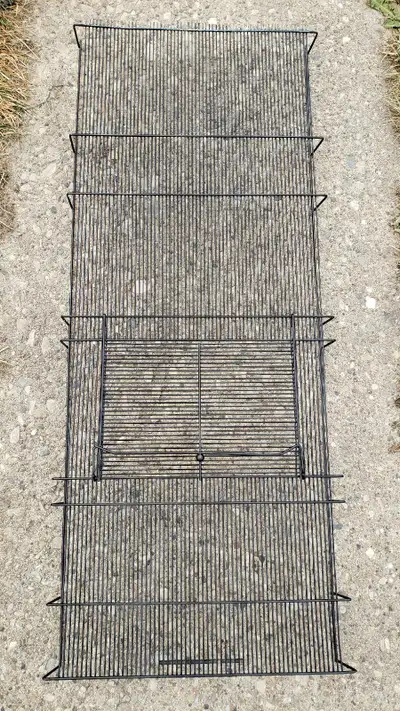 Used reptile metal wire tank cover. Length was cut down smaller to fit 32.25" x 12" tank. Door opens...