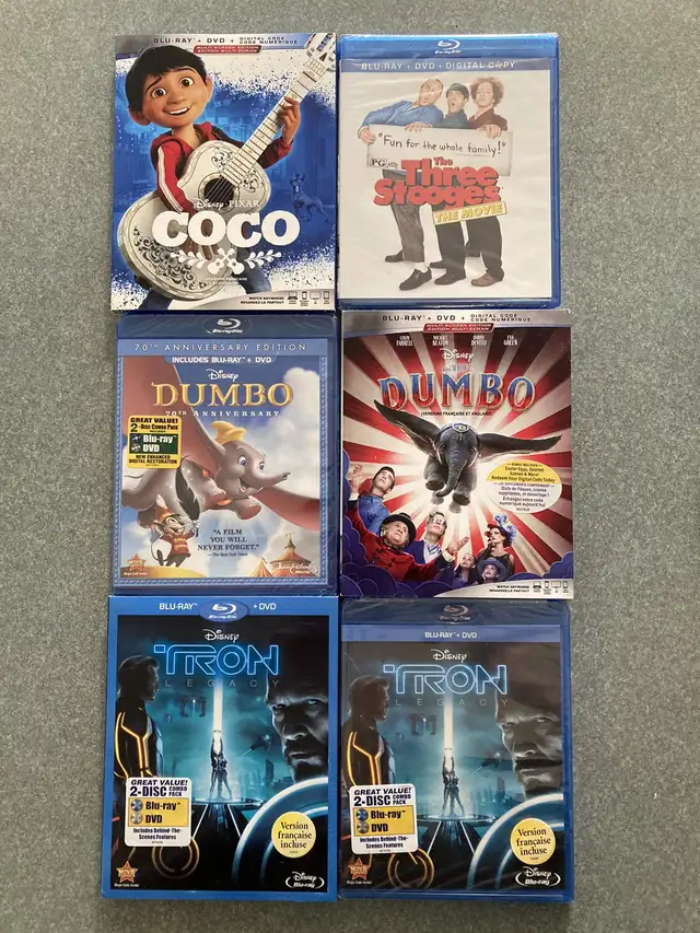 New Disney Blurays Dumbo Tron Legacy Coco The Three Stooges  3