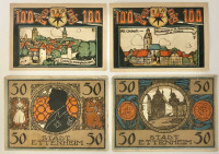 1922: 4 Antique German Emergency Banknote. 1 for $3 or 4 for $10