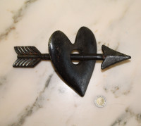 Large Solid Cast Iron Heart and Arrow