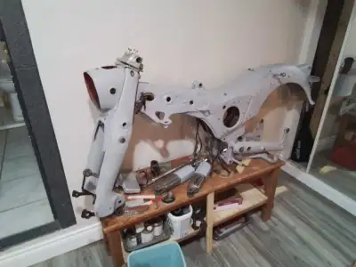 Naked Gas tank in fair condition, probably from a C77, C95 forks & damaged headlight shroud, $25.00...