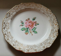 Vintage 1950s Georgian China "Briar Rose" 22 K Gold Dinner Plate