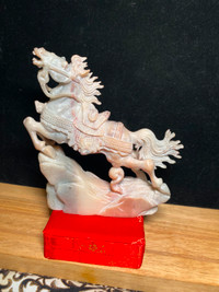 Antique Chinese Jade Soapstone Hand Carved Horse Sculpture