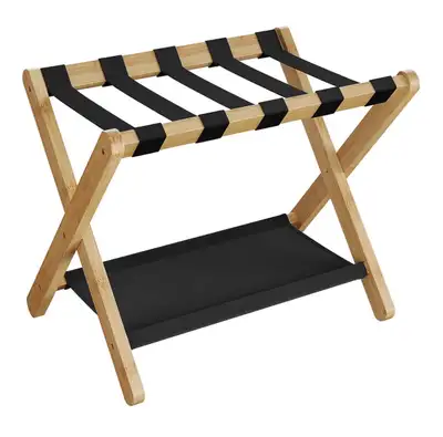 SONGMICS Bamboo Luggage Rack with Lower Storage Shelf, View more