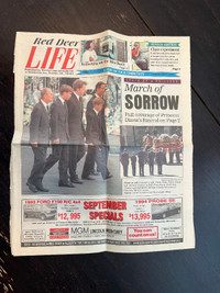 Princess Diana Funeral Front Page Red Deer Life Sept 7th, 1997