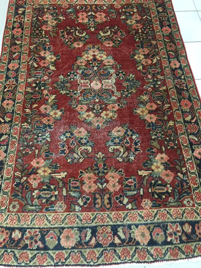 Handmade Wool Vintage Persian Rug,6.9 x 4.4 ft, red.pink, gray in Rugs, Carpets & Runners in Markham / York Region - Image 6