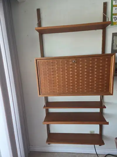 Authentic MCM Danish Poul Cadovius Teak Wall Unit, Basketweave, View more