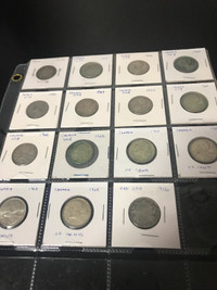 Collectible Canadian Silver 25 Cent Coins 1910 - 1968