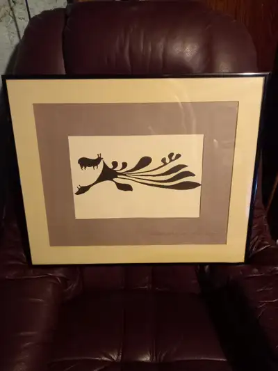 Rabbit eating seaweed original Native print (Signed), View more