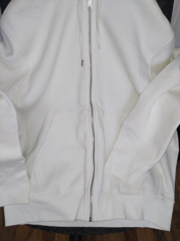 NEW White Fleece Full Zippered Hoodie Size Medium in Men's in Sunshine Coast - Image 3