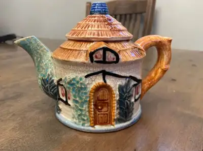 Vintage ceramic Teapot Hand Painted Japan Cottage, View more