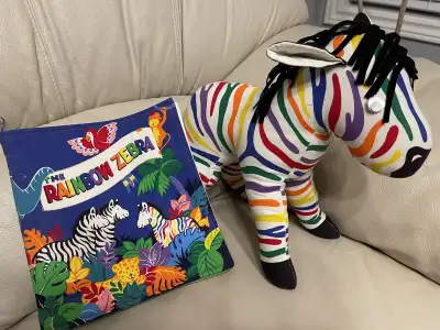 Beautiful handmade Rainbow Zebra stuffed plush toy , View more