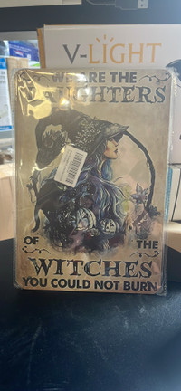 Witches 8 x 12 tin sign - new