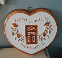 Vintage copper plated & enamel hanging jelly mold Home Heart