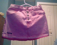 pink denim high waist short skirt