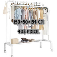 Multifunctional free-standing clothes hanger on Wheels - white o