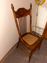 Wooden chair cane seat antique