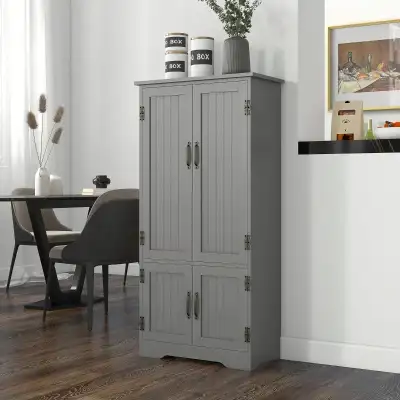 Grey 4-Door Storage Cabinet Multi-Storey Large Space Pantry , View more