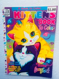VTG 1996 LISA FRANK Kittens Book  Uncolored Coloring Book 