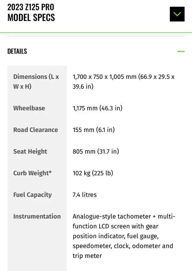 2023  Kawasaki Z125 Pro in Scooters & Pocket Bikes in City of Toronto - Image 3