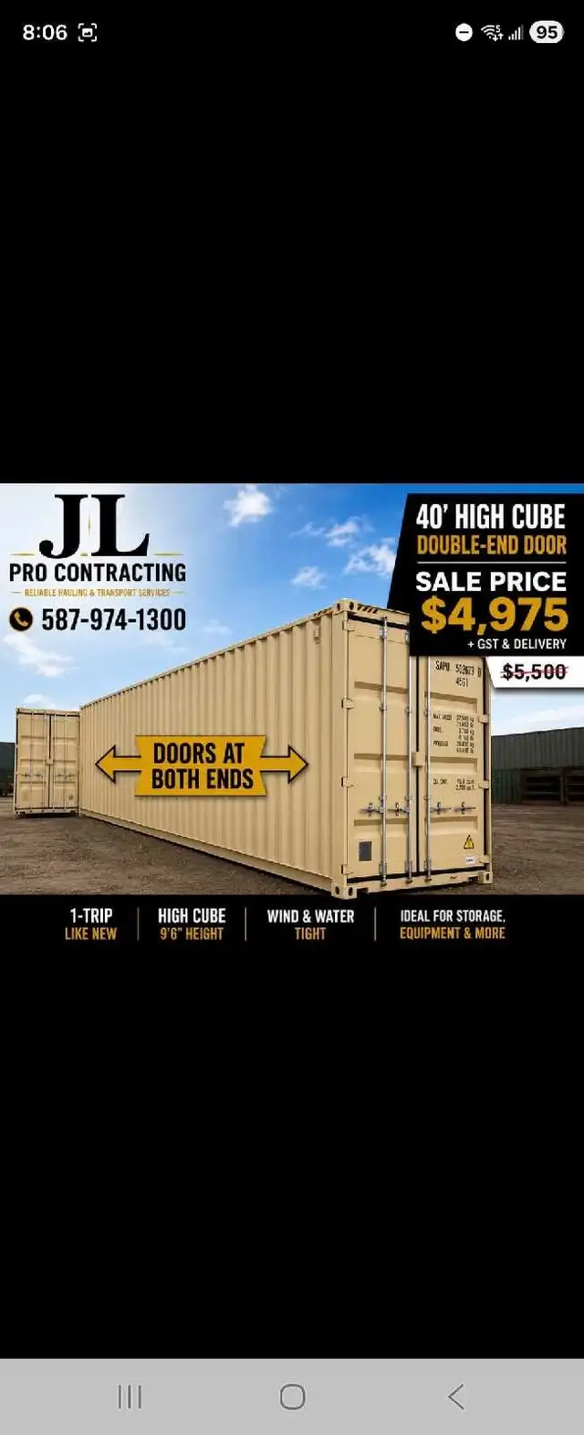 2 end doors 40' shipping containers.482731367345704960