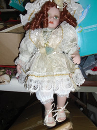 Porcelain Doll in Lace - on Swing $20.