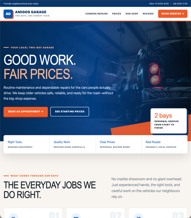 Professional Websites for Independent Automotive Garages – $500