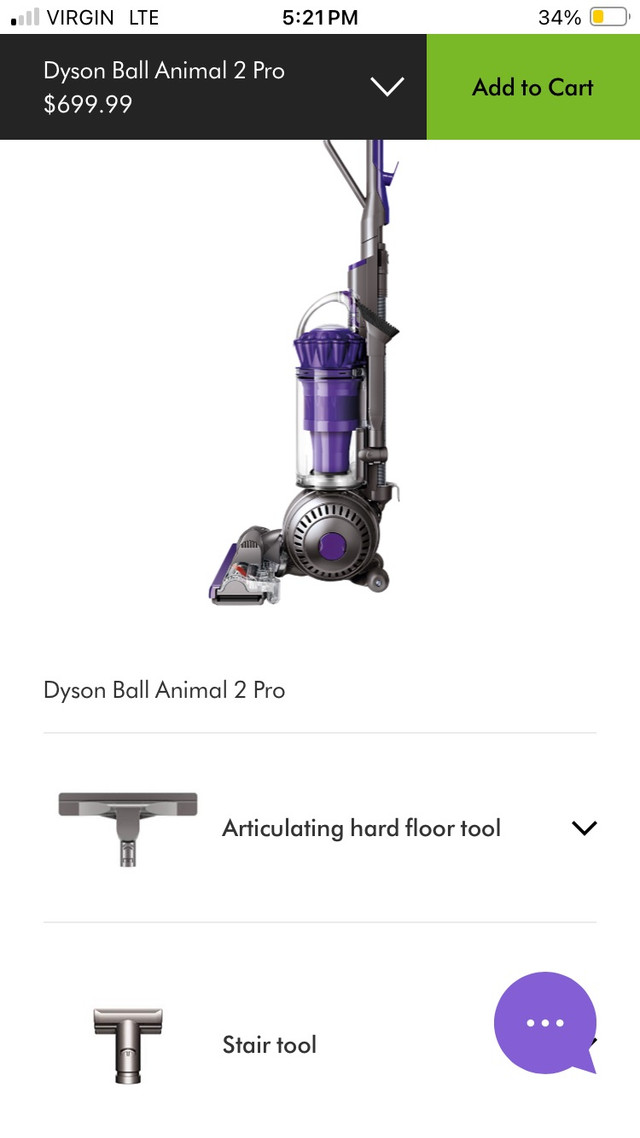 Dyson animal hair vacuum  in Vacuums in Guelph