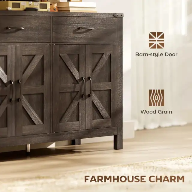 Sideboard Buffet Cabinet, Farmhouse Kitchen Storage Cabinet  in Hutches & Display Cabinets in Markham / York Region - Image 7