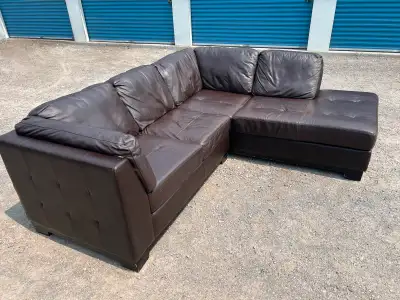 Leather sectional, View more