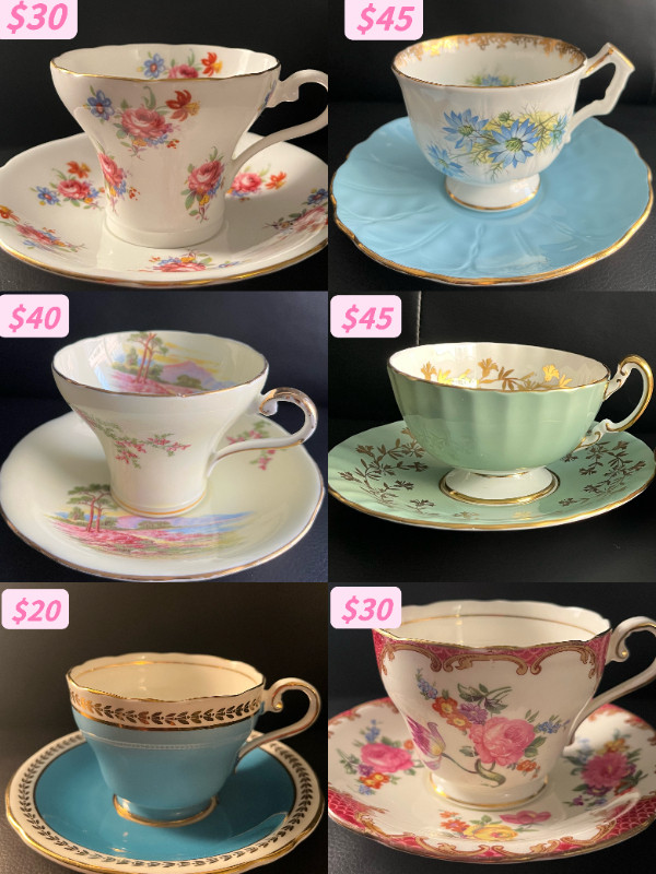 Six Sets English Aynsley Bone China Teacups & Saucers Total $210 in Arts & Collectibles in City of Toronto