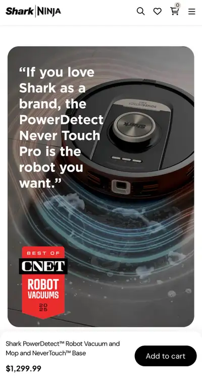 Shark PowerDetect™ Robot Vacuum and Mop and NeverTouch™ Base, View more
