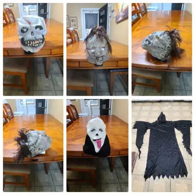 HALLOWEEN COSTUMES AND ACCESSORIES PINK ROBE ONE SIZE $10 ADULT XL REAPER/SCREAM CLOAK $10 ADULT ONE...